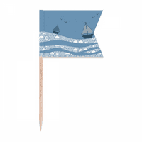 Morski talasni brod Landscape Cloud ilustracija Zastavi za zube zastava za označavanje oznake za zabavu