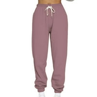 Žene zimske ruke obloge korektora za crtanje JOGGER pune hlače sa čvrstim bojama cinch donje pantalone ružičaste veličine l