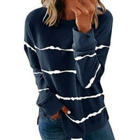 Fanxing Clearance Stripe bluza s dugim rukavima za žene okrugli vrat prugaste kauzne bluze vrhovi ženske tunike S-2XL