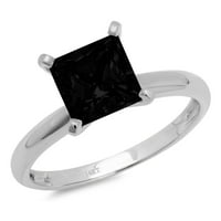 CT briljantna princeza Clear Simulirani dijamant 14k bijeli zlatni pasijans prsten sz 11