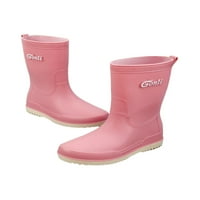 ROTOSW ženske vodootporne čizme široke teleske čizme za kišu povlačenje na vrtnim cipelama izdržljive sa obloženim čizme na otvorenom Udobne kišne cipele ružičasta 5
