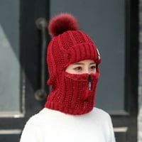 Zimska crvena bejzbol kapa Ženska slušalice Dodajte toplinsku termalnu biciklizam topli šešir pleteni šal