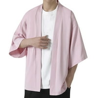 Muška majica Solid Kimono pola rukava Elegantno vrhunska ramena labava mekana majica Top Male Summer Majica XXL