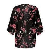 Kaputi za žene Ženski print Puff rukav kardigan labav pokrov za bluzu za bluzu kimono plaža