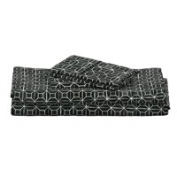 pamučni listovi, kraljica set - geometrijski moderni crno bijeli jednobojni print posteljinu po mjeri od strane kašičice