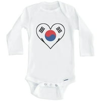 Korejska zastava Baby Bodysuit - Slatka korejsko zastava Heart - Južna Koreja Baby Bodysuit, 3-mjesečne bijele boje