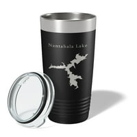 Nantahala Lake Map Tumbler Travel Gol izolirani laserski urezani šalica za kavu Sjeverna Karolina oz Crna
