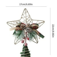 Božićna stabla TOPPER STAR izdubljena metalne zvijezde sa Holly PineCorn Dekoracijom Xmas Tree Top Dekoracija
