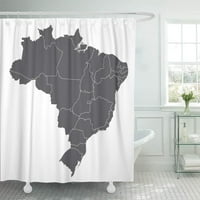 Geografija Crna kartografija Karta brazilske konture line putničke kupatilo za kupatilo za kupanje zavjesa za tuširanje