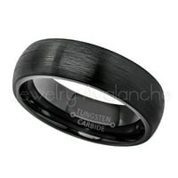 Dome Tungsten prsten - brušeni finilj crni IP Comfort Fit Tungsten Carbide prsten - Trabarnik volfram - TN233S8