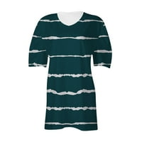 Ostanite šik u bilo kojoj klimi Himeway Trendy ženski vrhovi ženske ljetne majice V izrez Casual Thirts Puff rukave za žene Stripe Green XL