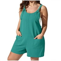 Hlače za ženske klirence $ plus veličina ženska modna ljetna čvrstog casual rukava bez rukava kratki kombinezon zeleni xxxxl