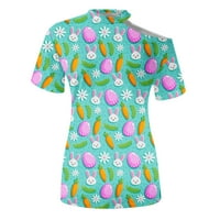 Bigersell Wemens Tops Ljeto Ženska modna tiskana okrugla vrat Podložna udobna labava majica Bluza s