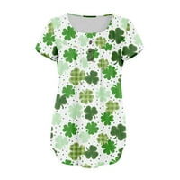 Bazyrey Womens Ljetni vrhovi polka dot ispisana bluza ženska Henley casual s kratkim rukavima slobodne tuničke majice zelena 5xl