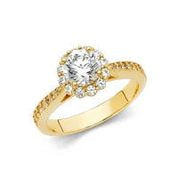 Dragulji LU 14K žuto zlato okruglo kubične cirkonije CZ zaručničke prstene veličine 7.5
