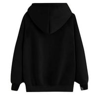 Ženske modne modne dukseve dukserice dugih rukava s kapuljačom s dugim rukavima za bluzu za srce Ležerne prilike Ležerne prilike pulover crni m