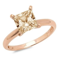 2. CT sjajna princeza Clear Simulirani dijamant 18k ružičasto zlato pasijans prsten sz 10.5