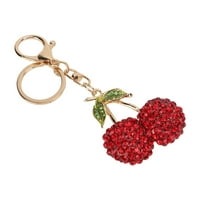 Slatka glavna čajnika, Rhinestones Slatka modna fino izrada trešnja ključeva sa ključnim prstenima za rođendan za dekor torbe za godišnjicu crveno