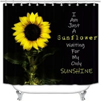 Sonertn crna suncokretov od suncokreta za zavjese za tuširanje 60x, zemlja žuti cvijet romantični citati cvjetni umjetnički kupatilo dekor