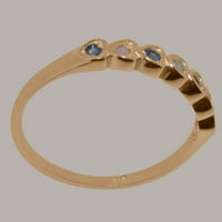 Britanci napravio 18k ružičasto zlato Real Prirodni i safir ženski prsten za vječnost - Veličina opcije - veličine 8