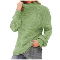 Oslinski pokloni za žene Teen Girls Trendy Odjeća s dugim rukavima Košulje za košulje Kornjačice Kornjačice Dukserice Solid Boja Duks pulover Dressy Tops Žene Fals Modni zeleni 4