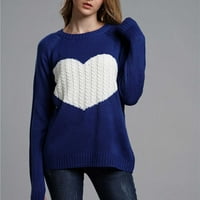Žena modna ljubav duge rukave Okrugli vrat Loops bluza Pleteni džemper Ženski džemperski zazor