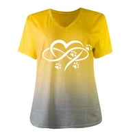 Bazyrey bluza za žene Modne žene V-izrez otisnuta suncokreta s kratkim rukavima, majica s majicom Yellow XL