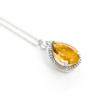 Galaxy Gold 14K 22 bijela zlatna ogrlica s prirodnim dijamantima i citrinom u obliku kruške