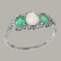 Britanci napravio 9k bijeli zlatni prirodni prsten i emerald ženski prsten - veličine opcije - veličine 6,75