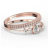 Zasljepljujući minimalistički 2. karatni kruški rez dijamantski moissanite klasični zaručni prsten, pristupačni vjenčani prsten u 10k čvrstog ruža zlata, poklon za nju, obećanje prsten, trio set, podudaranje