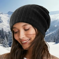 Mnjin bejzbol kaps Headwear Ženski zimski šešir topli kabel pleteni kape šeširi mekasti debeli slatka pletena kapa za hladnim vremenskim mestima za zimsku crnu boju