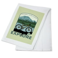 Dekorativni čaj ručnik, pregačačka kolumbija Klisura, Washington i Oregon, Idite istražite, bicikl, konturu, uniseks, podesiv, organski pamuk