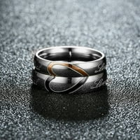 Miyuaadkai prstenovi prsten titanijum nakit čelični par par par u obliku srca Jednostavna polovina breskve od nehrđajućeg prstena za prstenje H 6