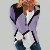 Bazyrey ženski dugi rukav ženski posadni vrat prugasta bluza casual kapuljača nepravilna striptiz purple 3xl