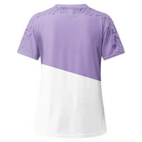 Cleance u iznosu od $ Charella Ženska Ležerna štampa Šuška vrata Šuplja iz pulover kratkih rukava majica majica majica Purple, XL