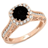 2.7ct okrugli rez crni prirodni ony 18k ružičasti ružičani zlatni ugraving izjava bridalna godišnjica angažman vjenčanje halo prstena veličine 11