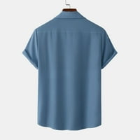 Muška majica za zatvaranje mahuna Ležerna ovratnik Slim Fit Solid kratkih rukava ljetna bluza za odmor na plaži vrh sa džepom