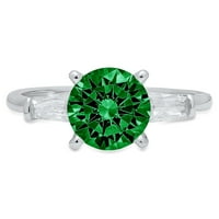 2.0ct okrugli rez zeleni simulirani smaragd 18k bijeli zlatni angažman za angažman kamena prstena veličine 7,25