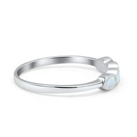 Četiri kamena petna dainty laboratorija stvorila bijelu opal prsten za prsten Sterling srebrne veličine 6