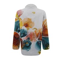 Strungten ženske casual tipke za štampane majice dugi rukavi prevelicirani tunički bluze vrhovi ženskih majica
