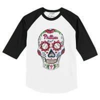 Toddler Tiny Turpap Bijela crna Filadelfija Phillies Sugar Skull Raglan majica rukava