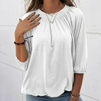 Bijele majice za žensku modnu košulju sa čvrstim okruglim vratom majica za bluze s rukavima