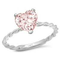 CT sjajno srce Clear Simulirani dijamant 18k bijeli zlatni pasijans prsten sz 9.5