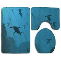 Hammerhead morske psove plave ribe kupaonica ruginje set za kupac kontura val i toaletni poklopac poklopca