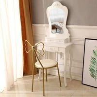 Vanity Set tablice i stolice, pregrada za čišćenje stola sa nepravilnim ogledalom, bijelom bojom