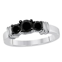 Mauli dragulji za angažovanje prstenova za žene 1. karatni kamen crni dijamantni prsten 4-prong 14k bijelo zlato