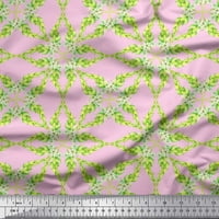 Soimoi Pink Rayon Crepe Tkaninski listovi i cvjetne geometrijske otiske tkanine širom dvorišta