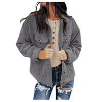 Ženski kardigan čvrsti plišani džep dugih rukava dugme za dugi rukav prema kaputima sa kapuljačom Kardiganski džemperi za žene