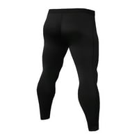 Bomotoo muške aktivne kompresijske hlače od pune boje Ležerne prilike, sport Slim Fit line ispisane teretane crna 3xl