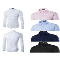 Muška majica slim fit dugih rukava prema dolje na vrhu pune boje casual poslovnih radnih majica